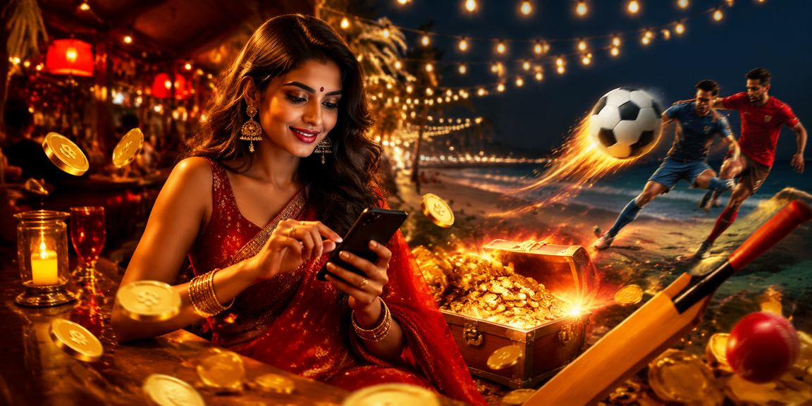 Player enjoying Aviator game on mobile with Indian sports backdrop