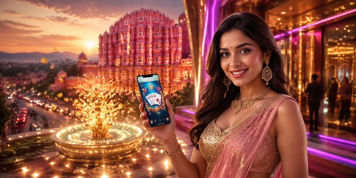 Neon-lit Jaipur featuring Teen Patti casino game