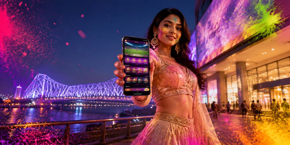 Excited players using 800001's mobile app during Holi festival in Kolkata